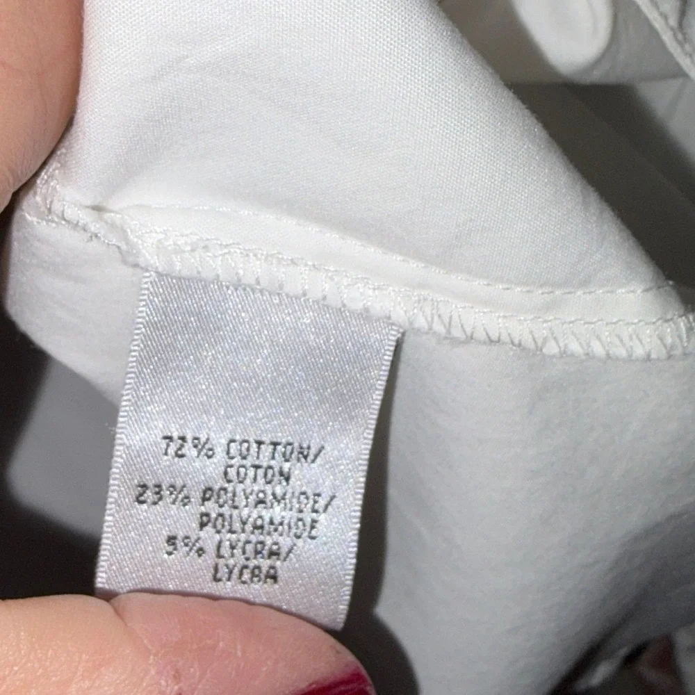 Lafayette 148 Button Down White Professional Stretch Cotton Blouse 14 - Picture 6 of 7
